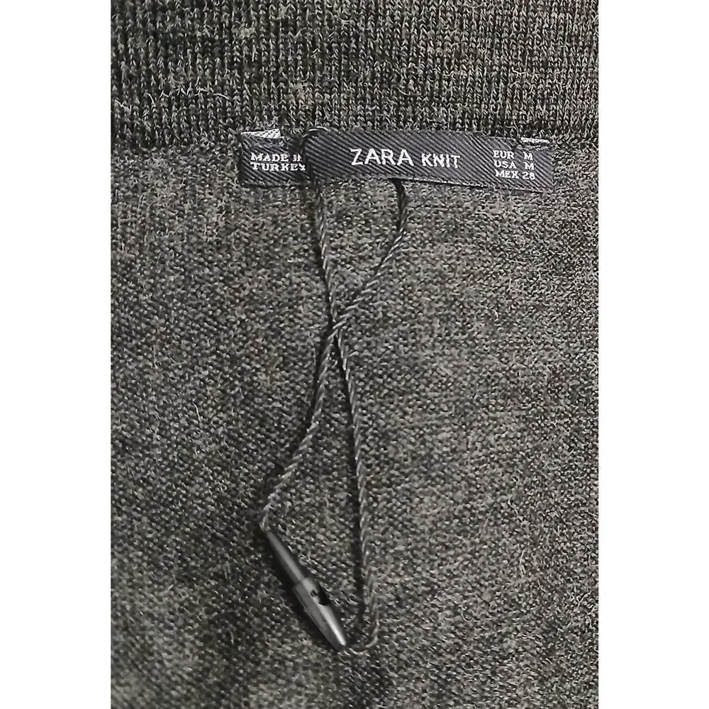 Zara womens medium fine wool long maxi pencil skirt dark gray